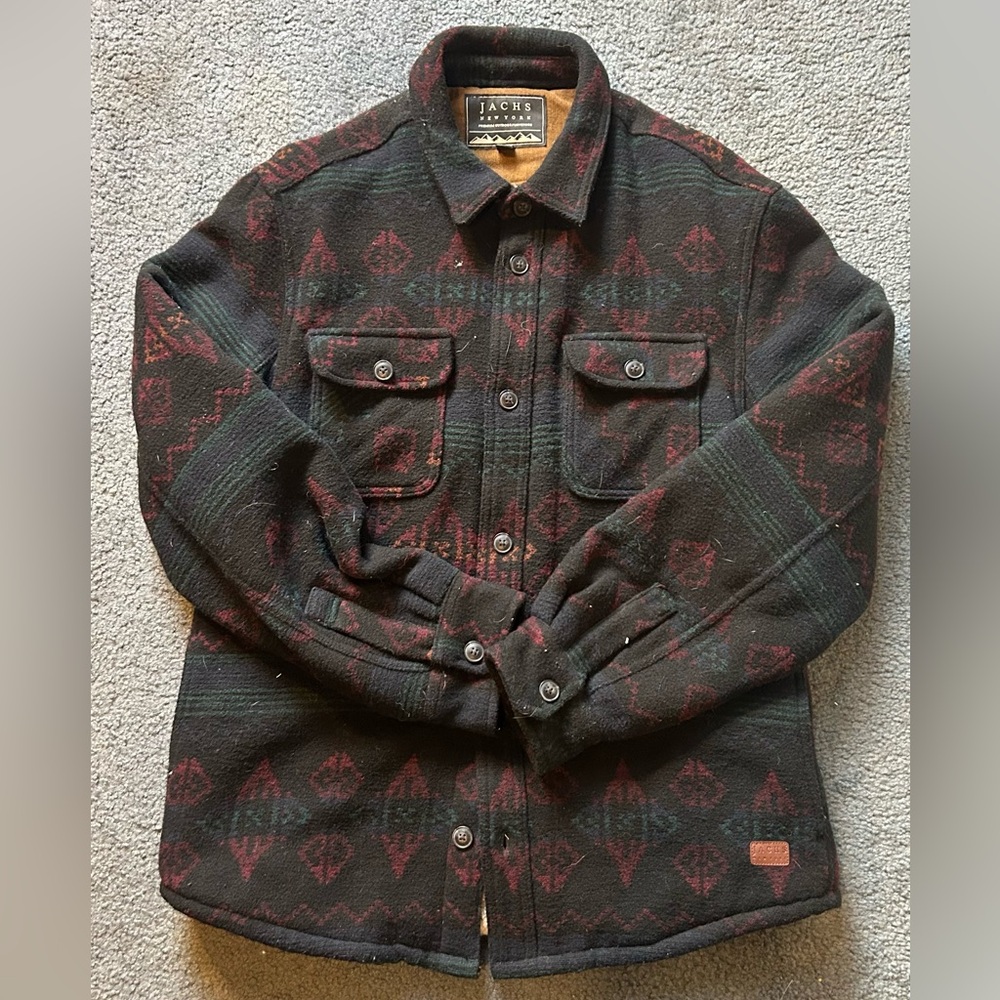 Jachs Men's Wool Blend Sherpa Lined Flannel Shirt Jacket
